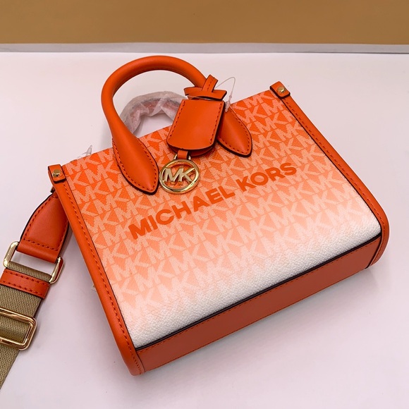 Michael Kors Mirella Extra-Small Ombré Logo Crossbody XBODY ShopperBag Poppy NWT - Picture 15 of 15